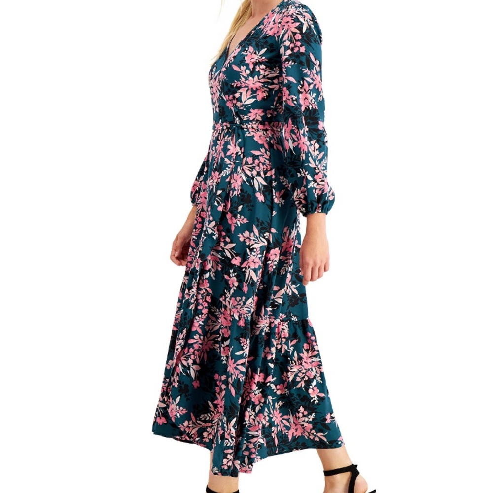 BarIII maxi dress floral print wrap small NWT $89
